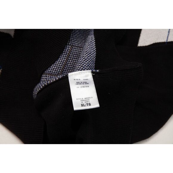 Guess Sweater Men Extra Large Black White Gray Argyle Diamond Full Zip - Picture 6 of 10